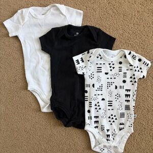 3M Honest Baby Black & White Bodysuit Trio 100% Organic Cotton Gender Neutral